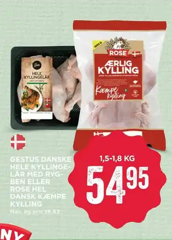 MENY Gestus danske hele kyllingelår med rygben eller rose hel dansk kæmpe kylling tilbud