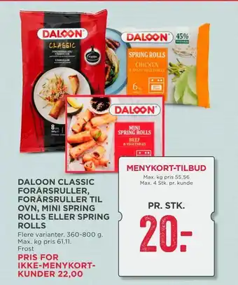 MENY Daloon classic forårsruller, forårsruller til ovn, mini spring rolls eller spring rolls tilbud