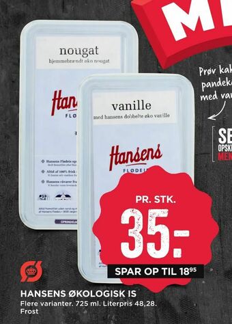MENY Hansens økologisk is tilbud