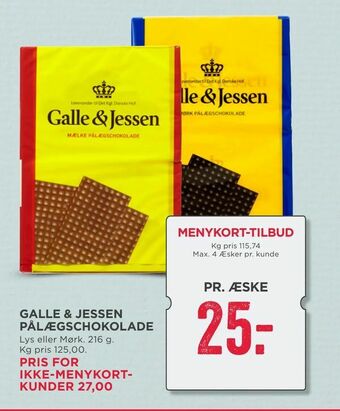 MENY Galle & jessen pålægschokolade tilbud