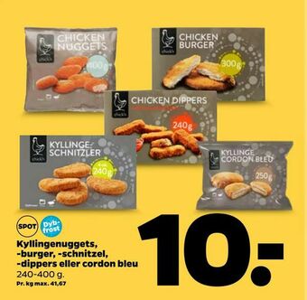 Netto Kyllingenuggets, -burger, -schnitzel, -dippers eller cordon bleu tilbud