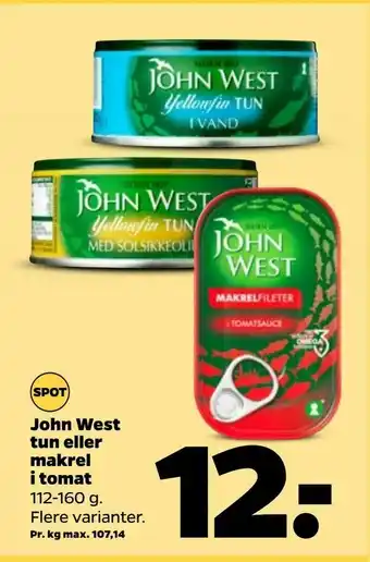 Netto John West tun eller makrel i tomat tilbud