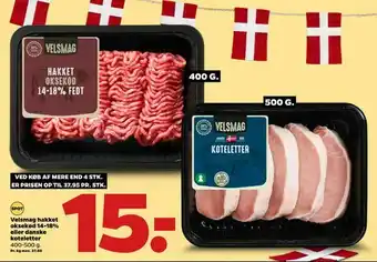 Netto Velsmag hakket oksekød 14-18% eller danske koteletter tilbud