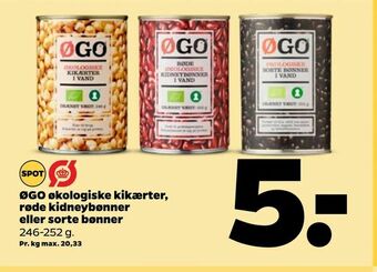 Netto ØGO økologiske kikærter, røde kidneybønner eller sorte bønner tilbud