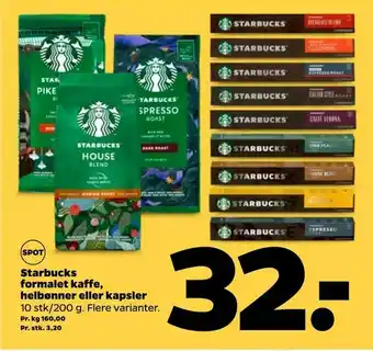 Netto Starbucks formalet kaffe, helbønner eller kapsler tilbud