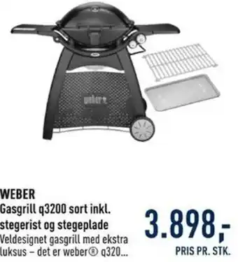 Weber Gasgrill Q3200 Sort Inkl. Stegerist Og Stegeplade
