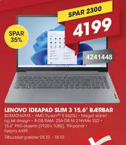 Punkt1 Lenovo Ideapad Slim 3 15,6" Bærbar tilbud
