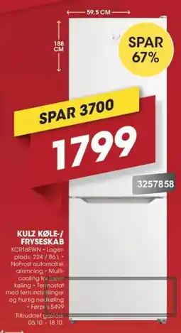 Punkt1 Kulz Køle-/Fryseskab tilbud