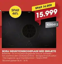 Punkt1 Bora induktionskogeplade med emhætte tilbud