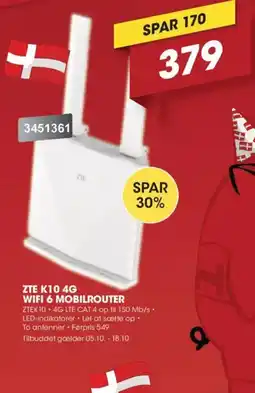 Punkt1 Zte k10 4g wifi 6 mobilrouter tilbud