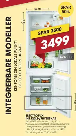 Punkt1 Electrolux int. køle-/fryseskab tilbud