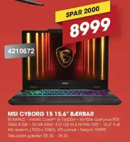 Punkt1 Msi Cyborg 15 15,6" Bærbar tilbud