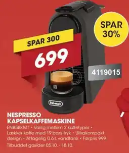 Punkt1 DeLonghi Nespresso kapselkaffemaskine tilbud