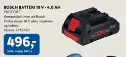 Davidsen Bosch batteri 18 v - 4,0 ah procore tilbud