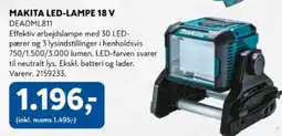 Davidsen Makita led-lampe 18 v tilbud