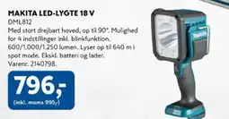 Davidsen Makita led-lygte 18 v dml812 tilbud