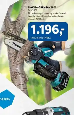 Davidsen Makita grensav 18 v duc150z tilbud