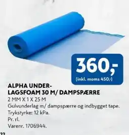 Davidsen Alpha underlagsfoam 30 m/ dampspærre tilbud