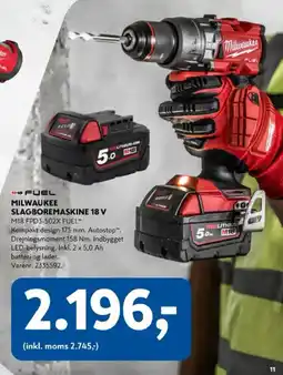 Davidsen Milwaukee slagboremaskine 18 v tilbud