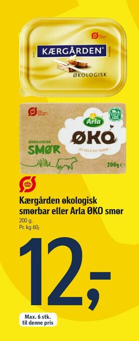 Føtex Kærgården økologisk smørbar eller Arla ØKO smør tilbud