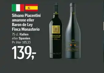 Føtex Silvano Piacentini amarone eller Baron de Ley Finca Monasterio tilbud