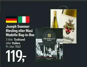 Føtex Joseph Sommer Riesling eller Masi Modello Bag-in-Box tilbud