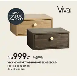SENG VIVA MONFORT VÆGHÆNGT SENGEBORD tilbud