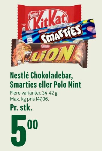 Min Købmand Nestlé Chokoladebar, Smarties eller Polo Mint tilbud