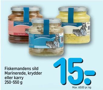 REMA 1000 Fiskemandens sild Marinerede, krydder eller karry tilbud