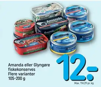 REMA 1000 Amanda eller Glyngøre fiskekonserves tilbud