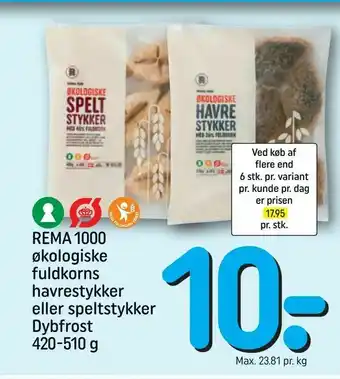 Økologiske fuldkorns havrestykker eller speltstykker