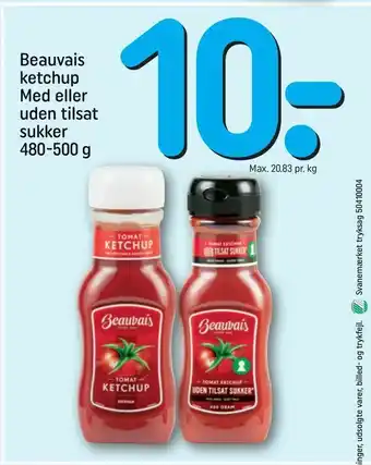 REMA 1000 Beauvais ketchup Med eller uden tilsat sukker tilbud