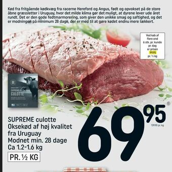 REMA 1000 SUPREME culotte Oksekød af høj kvalitet fra Uruguay Modnet min. 28 dage Ca 1,2-1,6 kg tilbud