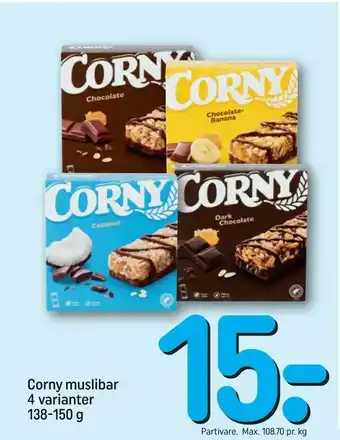 REMA 1000 Corny muslibar 4 varianter tilbud