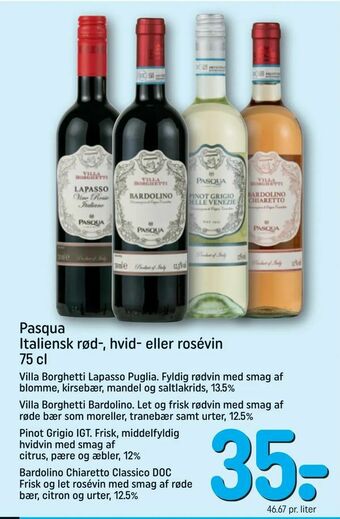 REMA 1000 Pasqua Italiensk rød-, hvid- eller rosévin tilbud