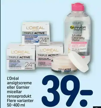 REMA 1000 L'Oréal ansigtscreme eller Garnier micellar renseprodukt tilbud
