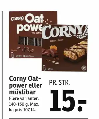 SPAR Corny Oatpower eller müslibar tilbud