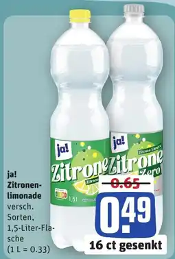 REWE DE ja! Zitronen-limonade tilbud