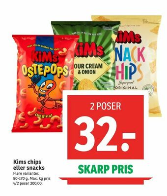 SPAR Kims chips eller snacks tilbud
