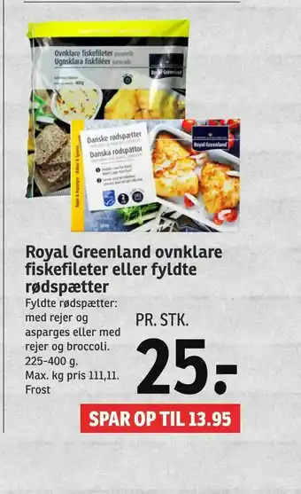SPAR Royal Greenland ovnklare fiskefileter eller fyldte rødspætter tilbud