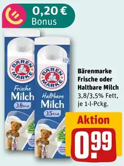 REWE DE Bärenmarke Frische oder Haltbare Milch tilbud