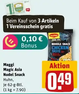REWE DE Maggi Magic Asia Nudel Snack Huhn tilbud