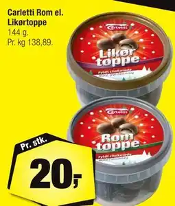 Calle Carletti Rom el. Likørtoppe tilbud