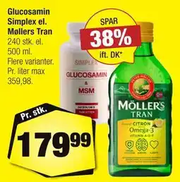 Calle Glucosamin Simplex el. Møllers Tran tilbud