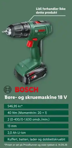 Lidl Bosch Bore- og skruemaskine 18 V tilbud
