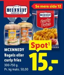 Lidl Mcennedy bagels eller curly fries tilbud