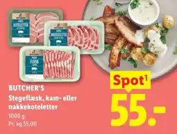 Lidl Butcher's Stegeflæsk, kam- eller nakkekoteletter tilbud