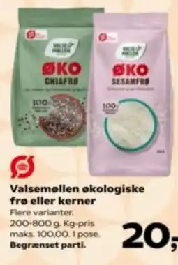 Kvickly Valsemøllen økologiske frø eller kerner tilbud