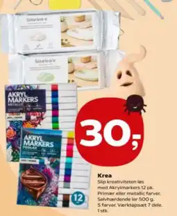 Kvickly Krea Akrylmarkers 12 pk. Primær eller metallic farver tilbud
