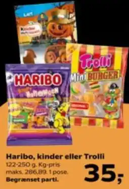 Kvickly Haribo, kinder eller Trolli tilbud